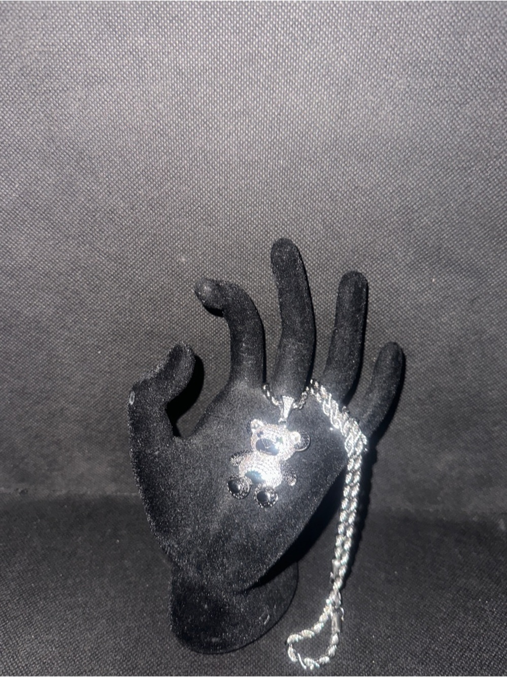Silver Teddy Bear Pendant Necklace - Silver